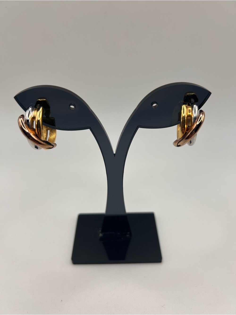 Vintage Trifari tri tone earrings